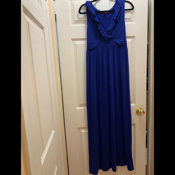 Merona Blue Ruffle Sleeveless Maxi Dress Size S - Picture 1 of 4
